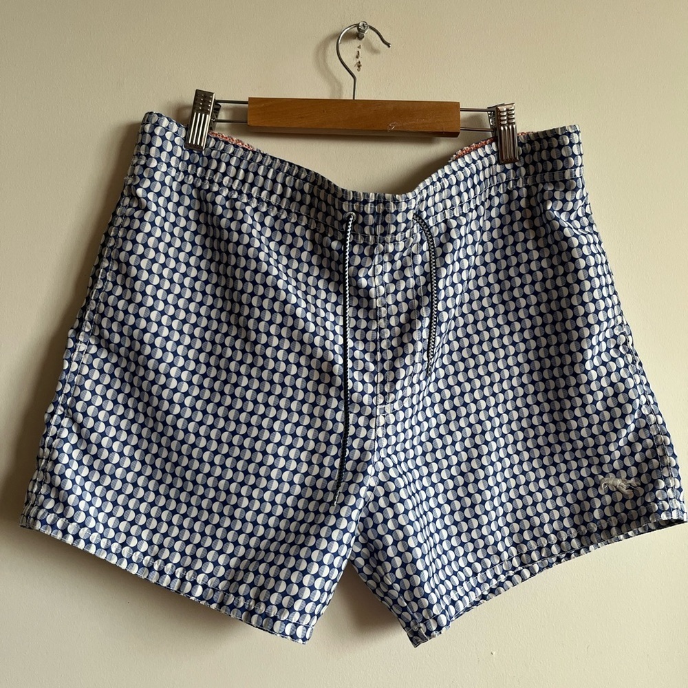 Ted Bakers Lobster Swim Trunks Men's Blue and White Patterned Shorts Size 2